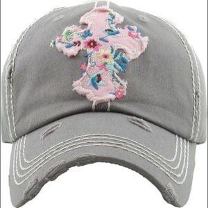 Floral Cross Washed Vintage Ballcap